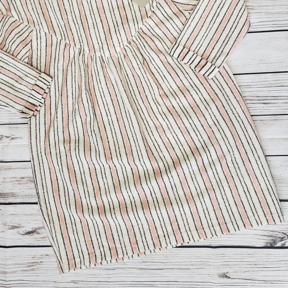 Zara Girls Pin Stripped Long Sleeve Dress Sz 9 - Picture 4 of 7